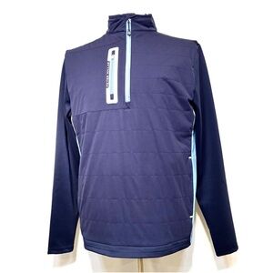 Peter Millar Navy and Light Blue Quarter-Zip Pullover, Size S
